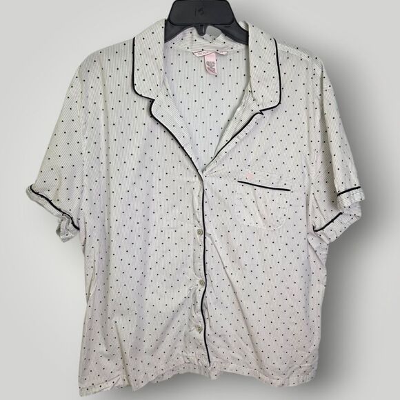 Victoria’s Secret White Polka Dot Cotton Pajama Top Size XL - Picture 2 of 8